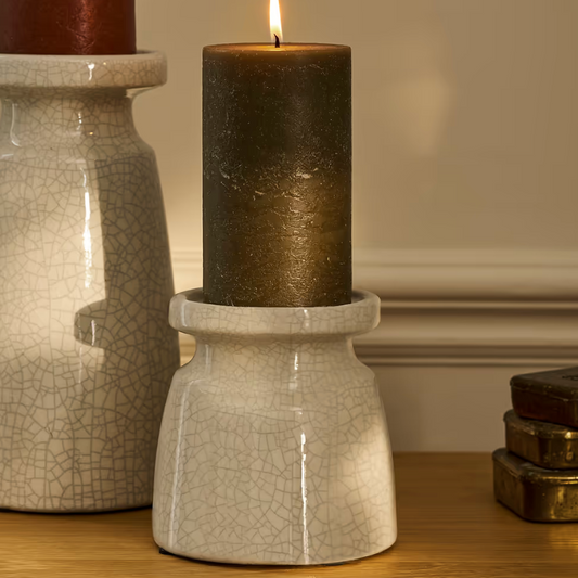 Crackle Glaze Chunky Candle Holder