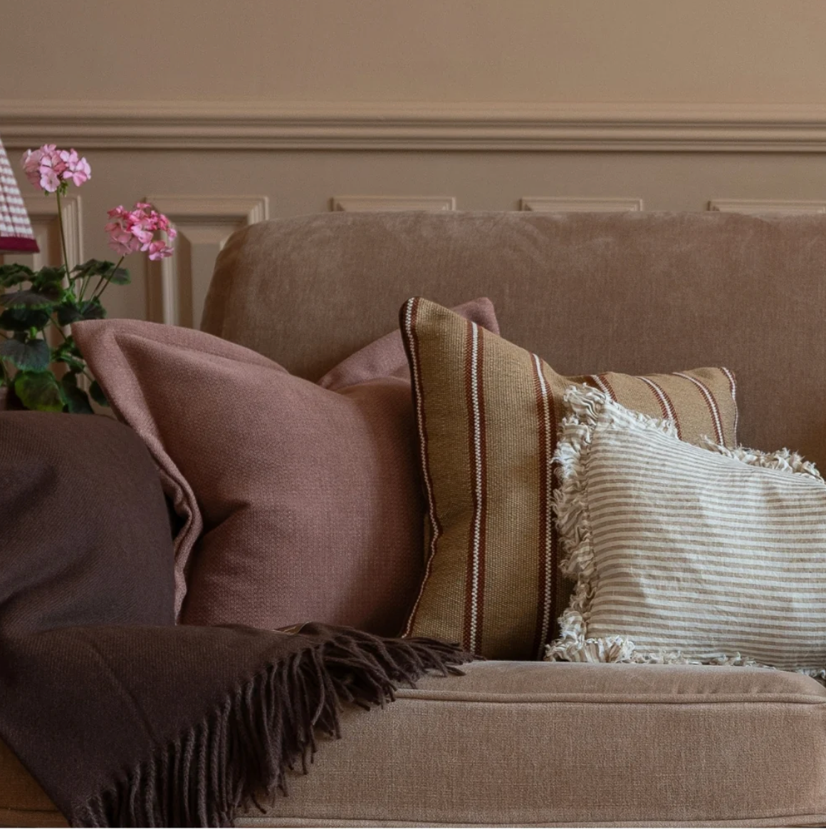 Zara Chestnut Stripe Cushion
