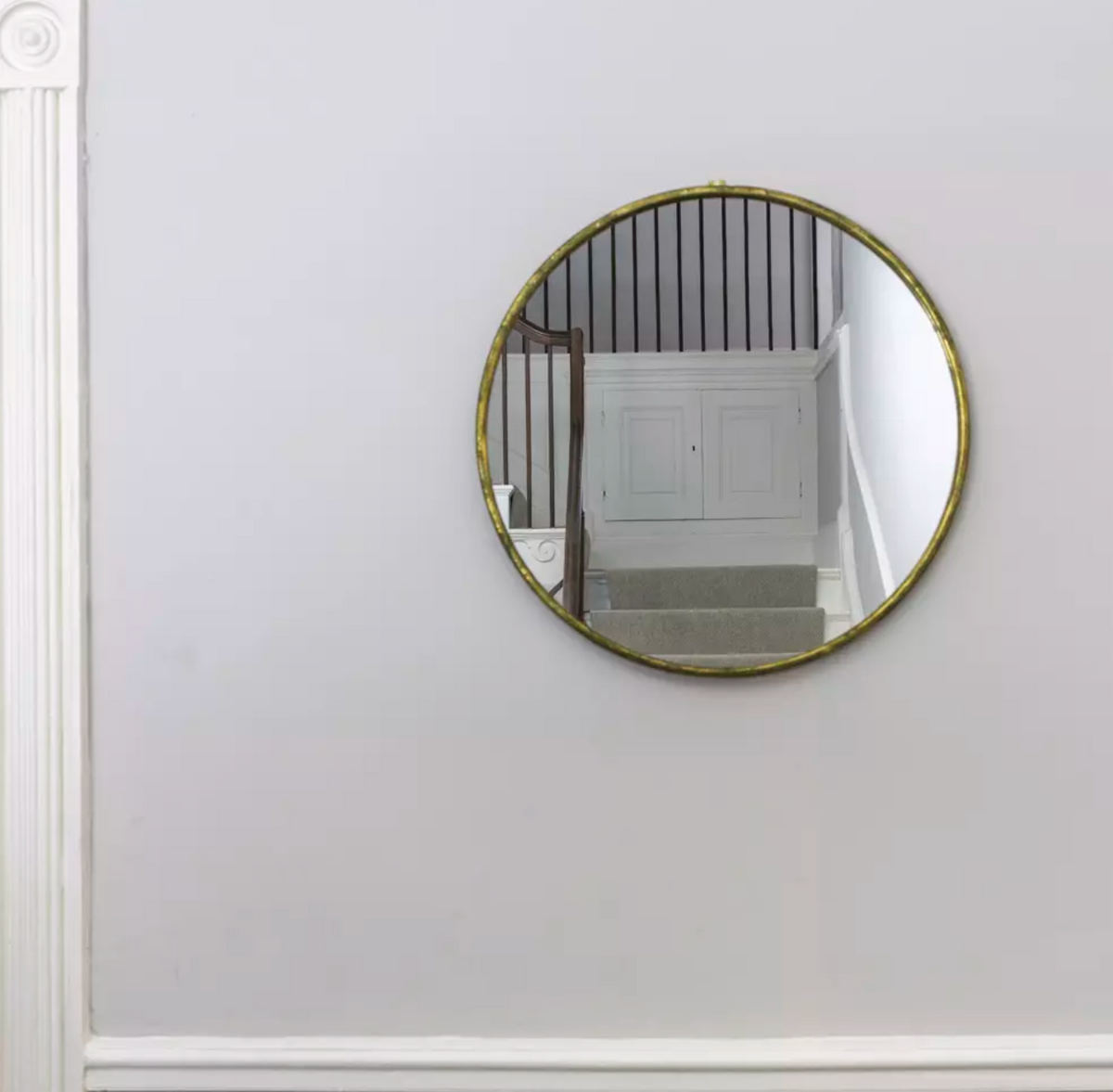 Round Vintage Brass Mirror