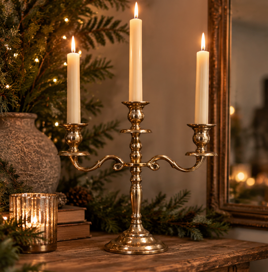 Gold 3-Branch Candelabra