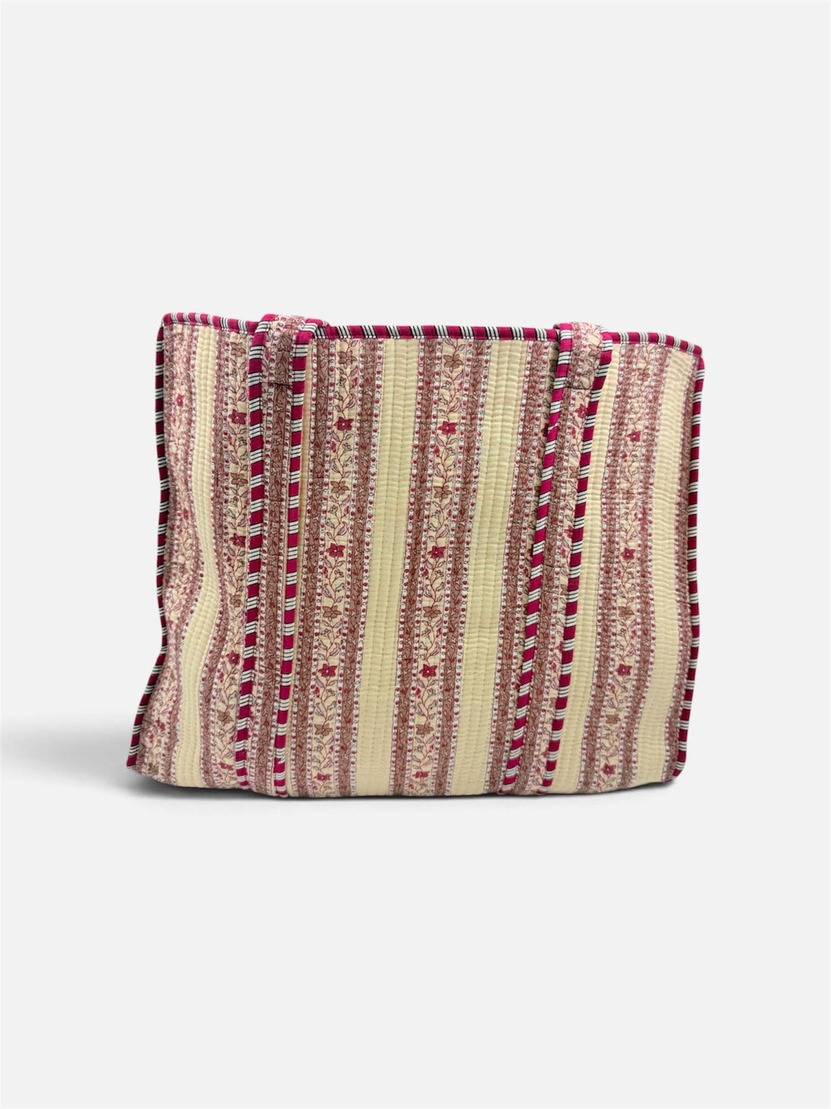 Cotton Kantha Quilted Boho Floral Reversible Tote Bag - Large