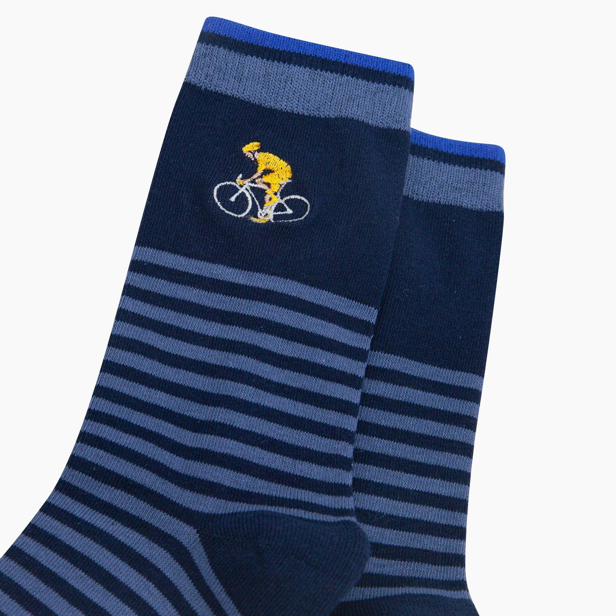 Embroidered Cyclist Striped Combed Cotton Socks