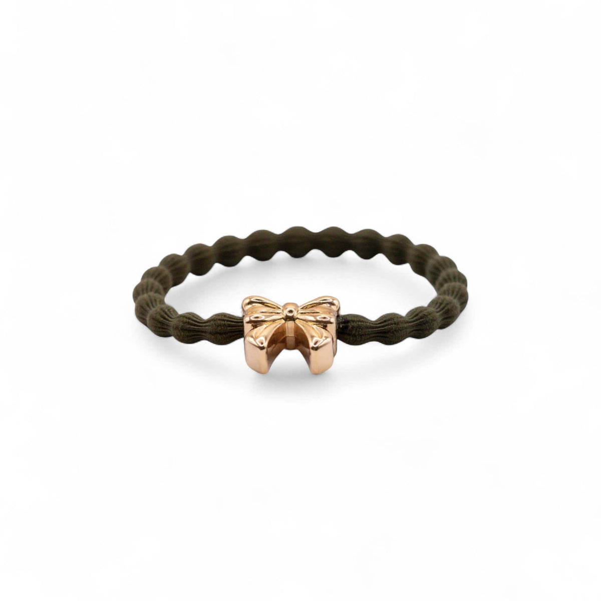 Wave Hair Tie with Gold Bow Charm (Various Colours): Hot Pink