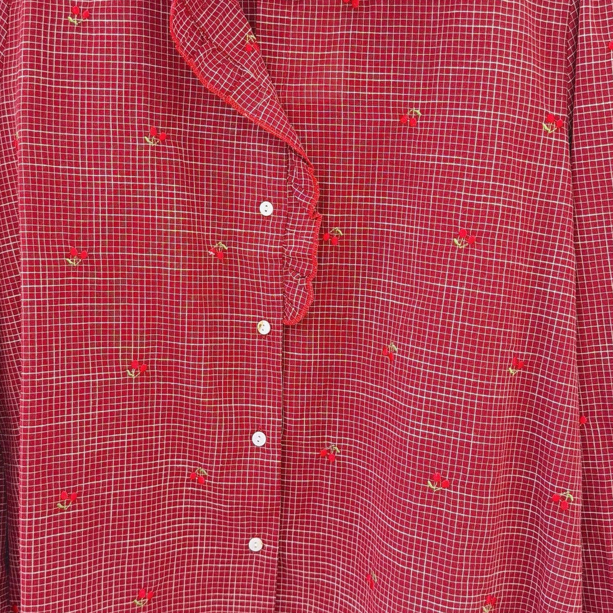 Annie Blouse with Cherry Embroidery - Bordeaux