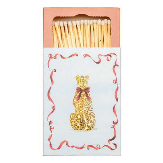 Leopard With A Bow Design Log Matches