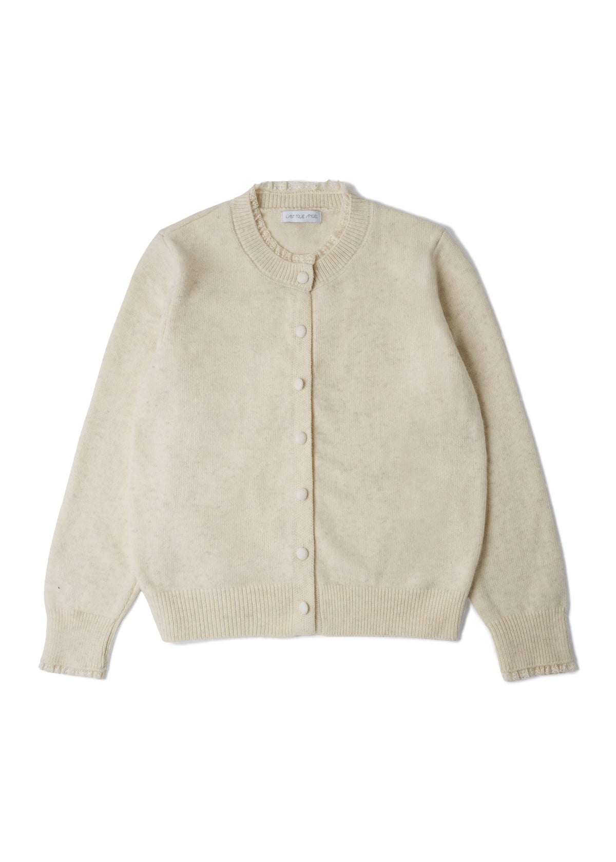 Amelia Lace Trimmed Cardigan in Cream