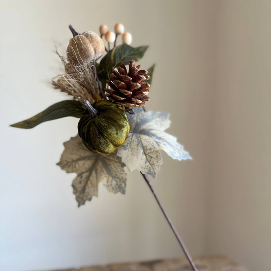 Autumn Forest Pumpkin Taupe - Moss Green Medium Stem