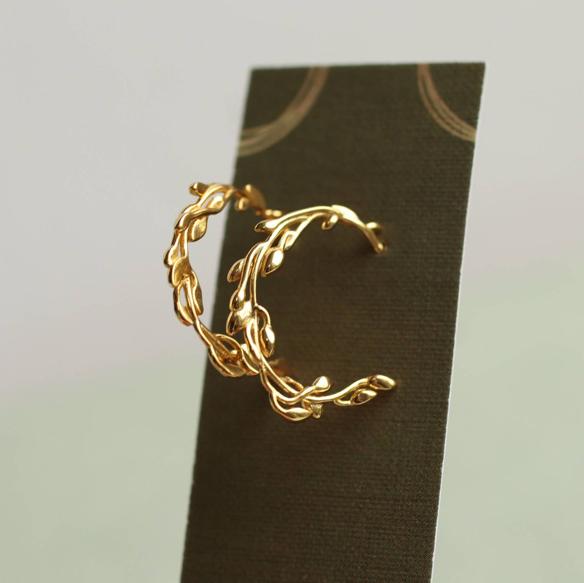 Olive Branch Gold Hoop Earrings: + Glass & Cork Cloche