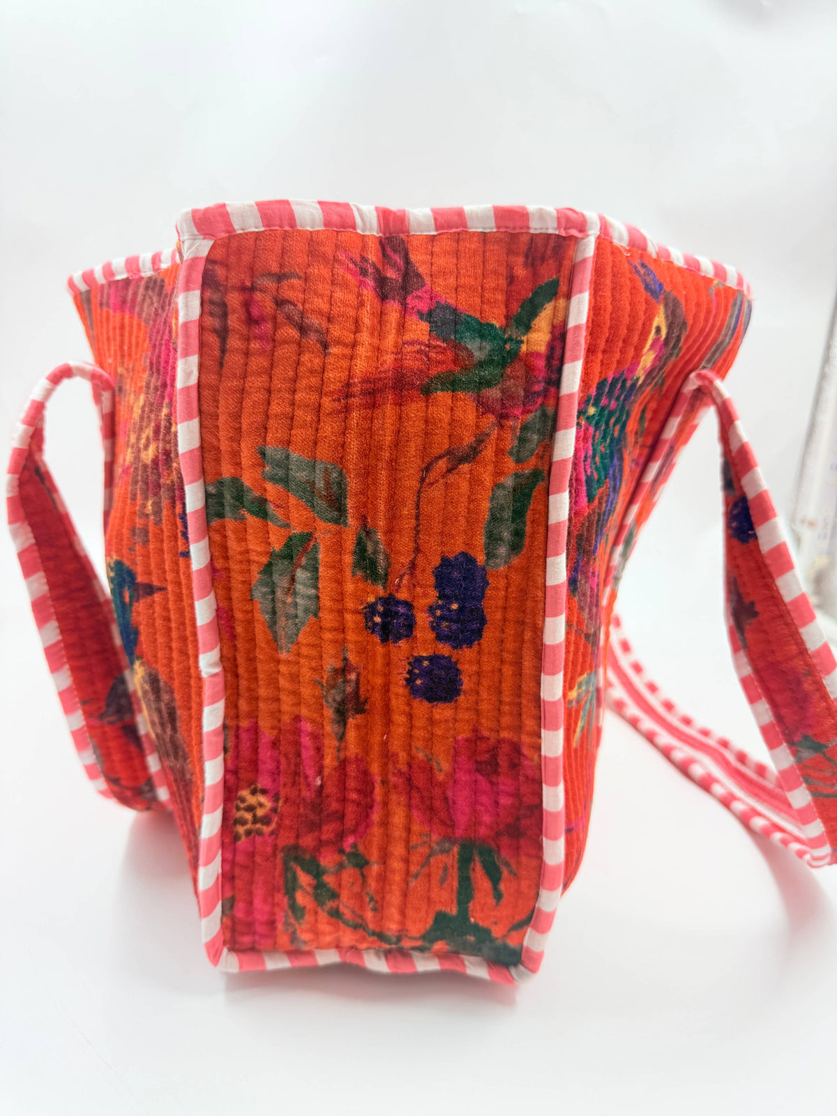 Velvet Kantha Quilted Boho Reversible Tote Bag-Medium