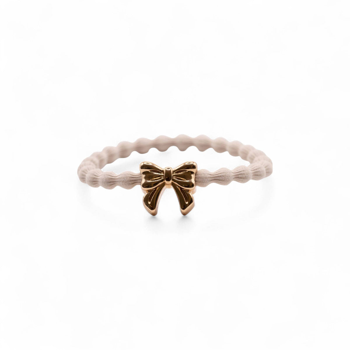 Wave Hair Tie with Gold Bow Charm (Various Colours): Hot Pink