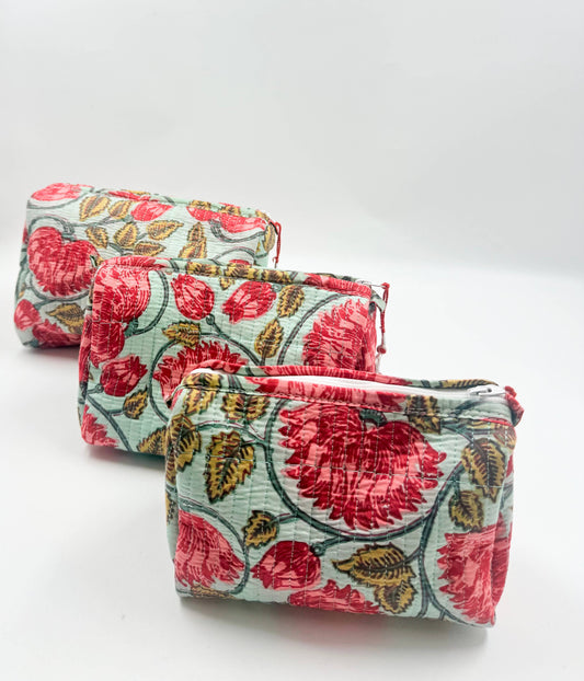 100% Cotton Quilted Washbag - 3 sizes available