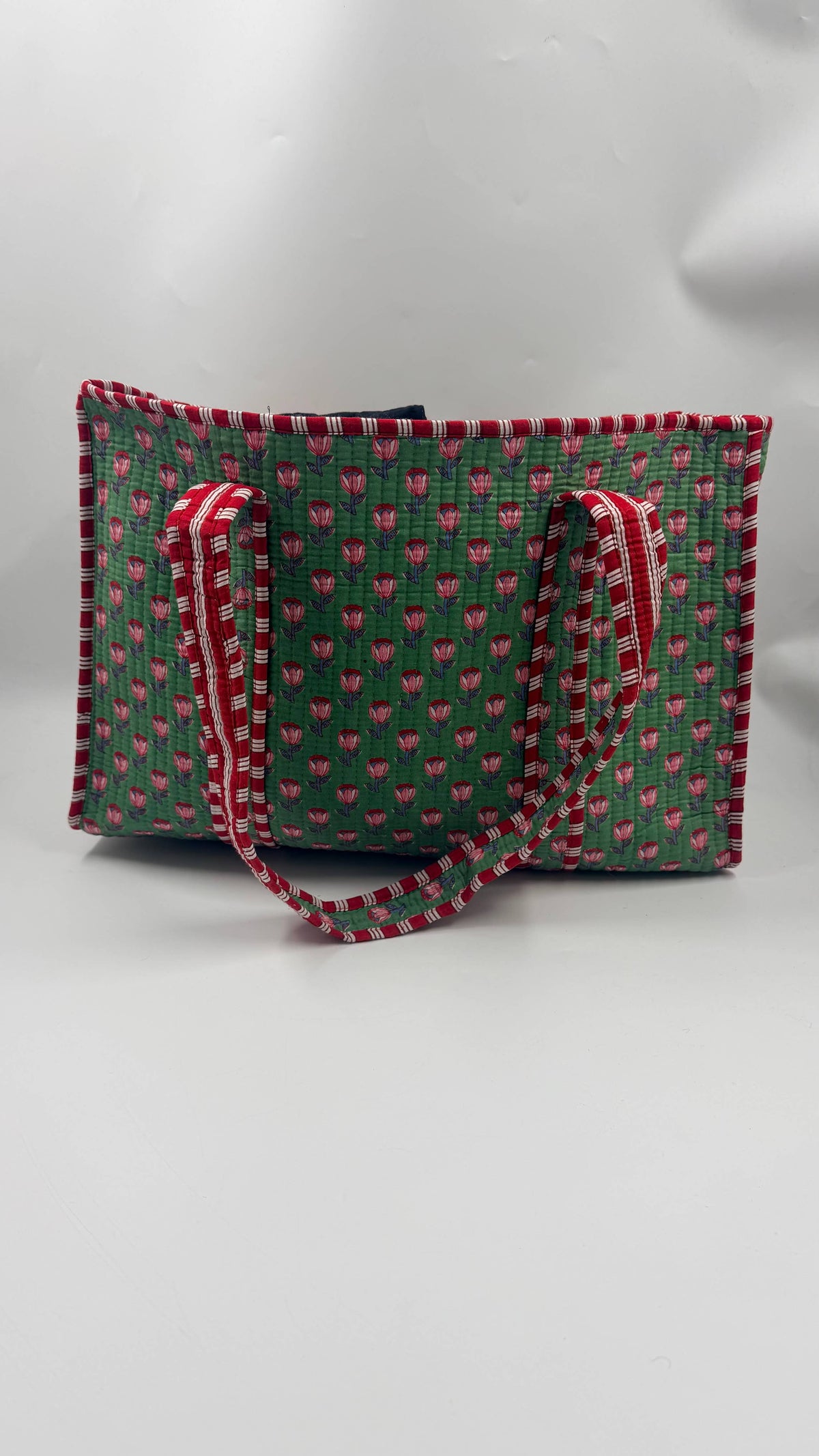 100% Cotton Kantha Quilted Boho Reversible Medium Tote Bag