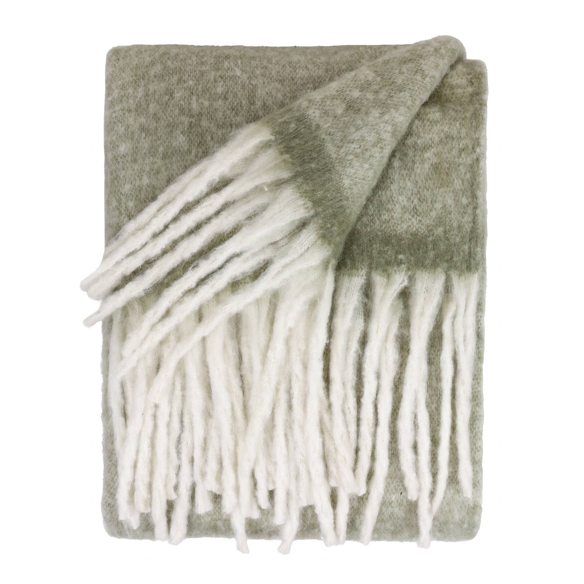 Cozy Woven Tasselled Throw Green: Green
