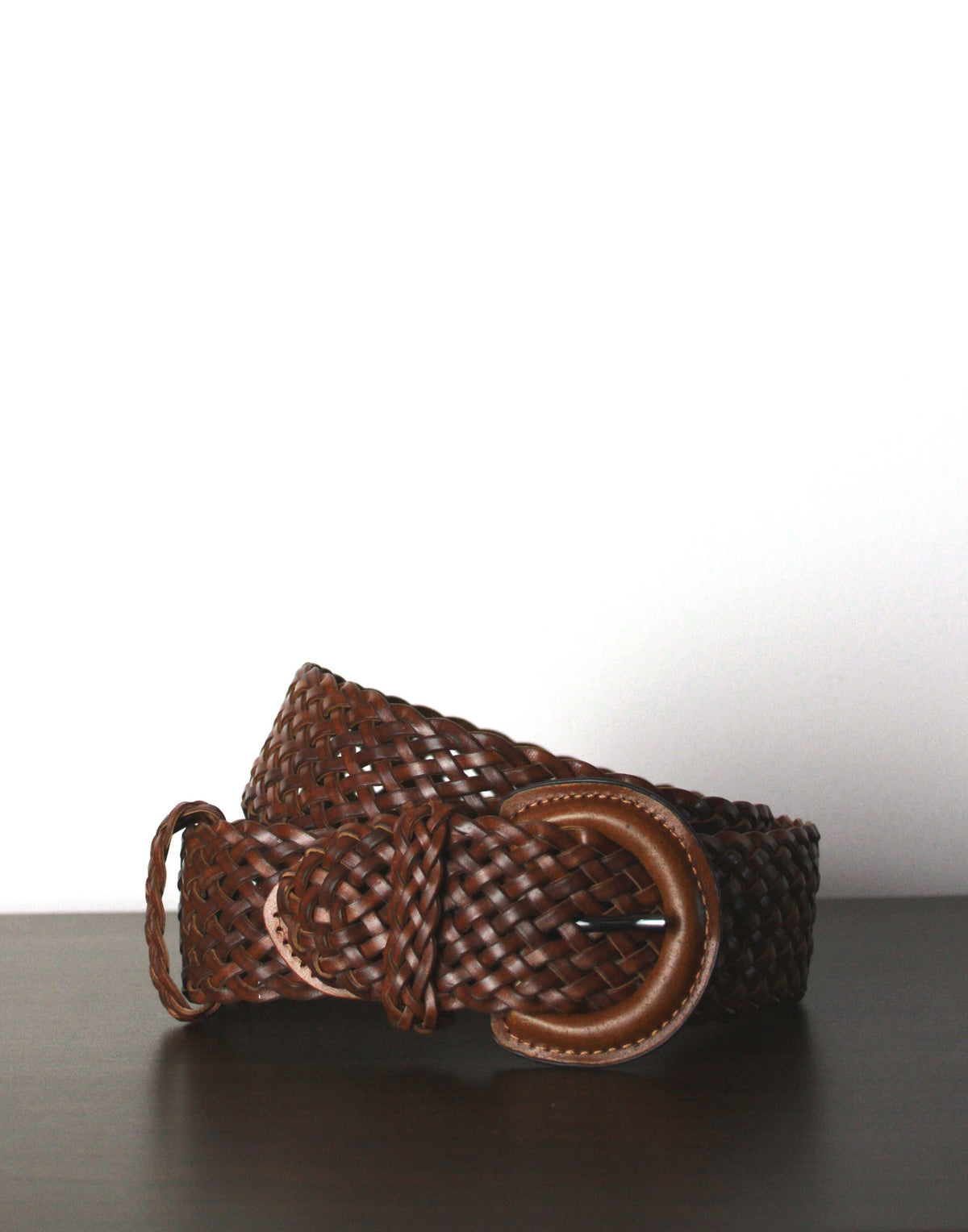 NLB04 Plaited Belt: Dark Brown / 16