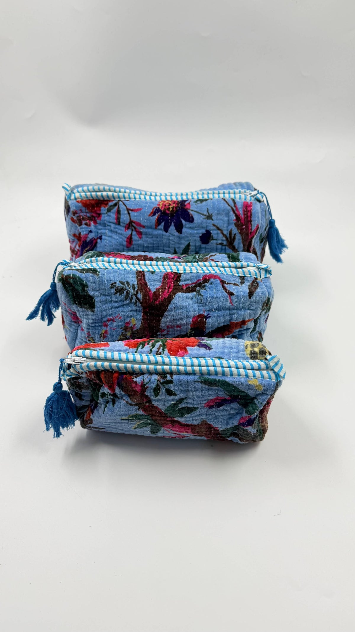 100% Cotton Quilted Washbag Velvet - - 3 sizes available
