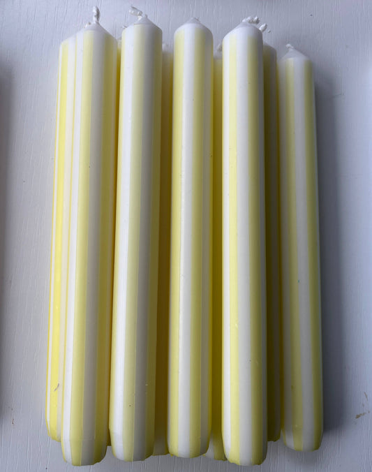 Pinstripe Dinner Candle in Primrose Yellow