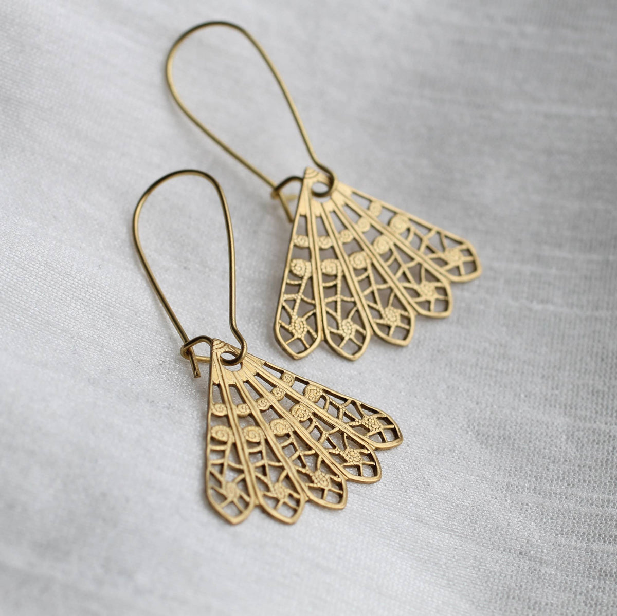 Gold Filigree Fan Earrings: Medium (3.5cm)