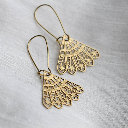 Gold Filigree Fan Earrings: Medium (3.5cm)
