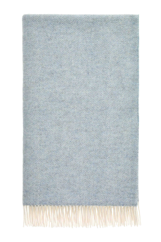 Herringbone Pure Wool Throw - Teal