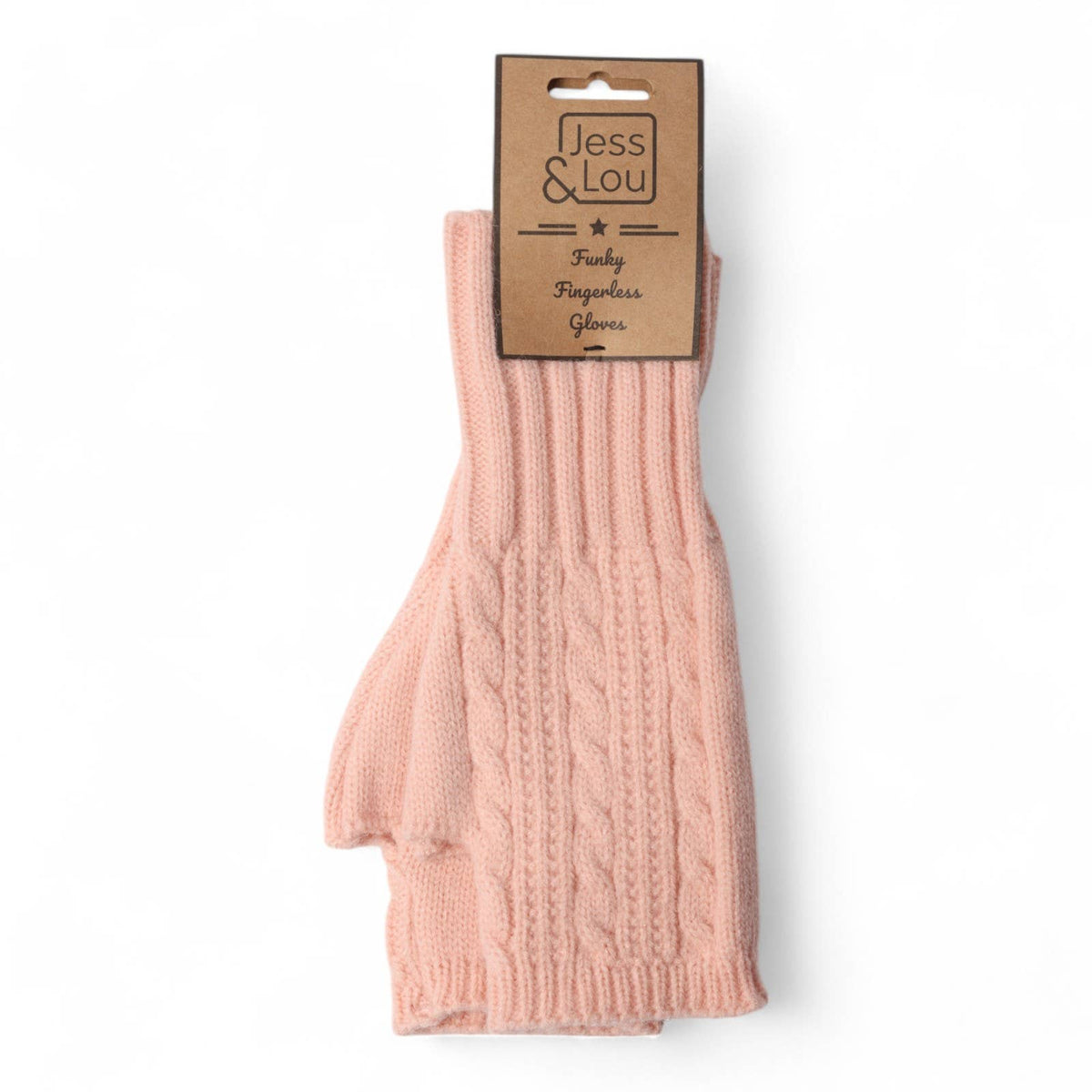 Pink Cosy Cable Knit Fingerless Gloves