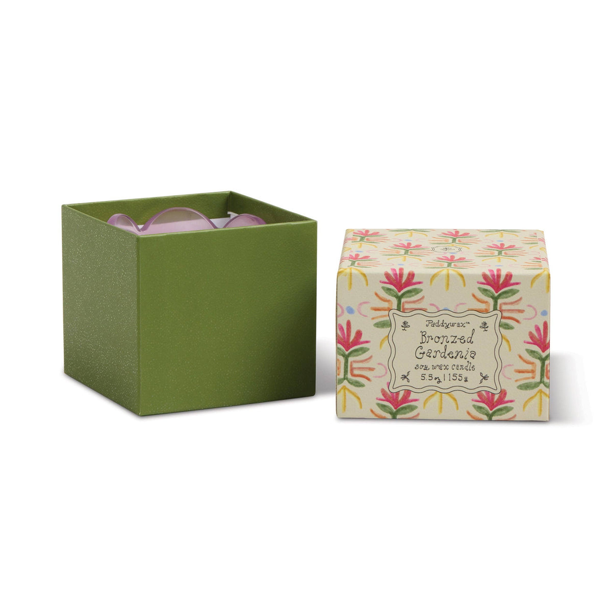 Purple and Green Glass Candle - Bronzed Gardenia