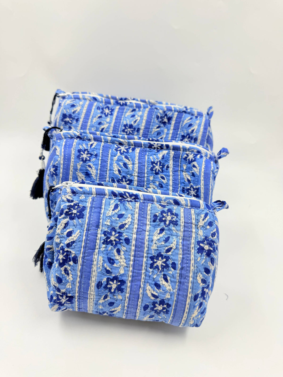 100% Cotton Quilted Washbags - 3 sizes available
