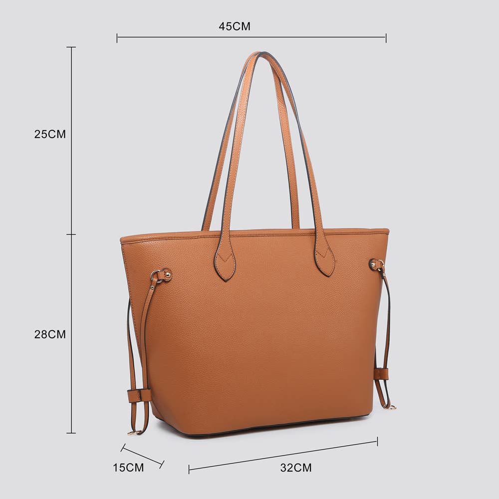 Vegan Leather Tote Bag - Navy
