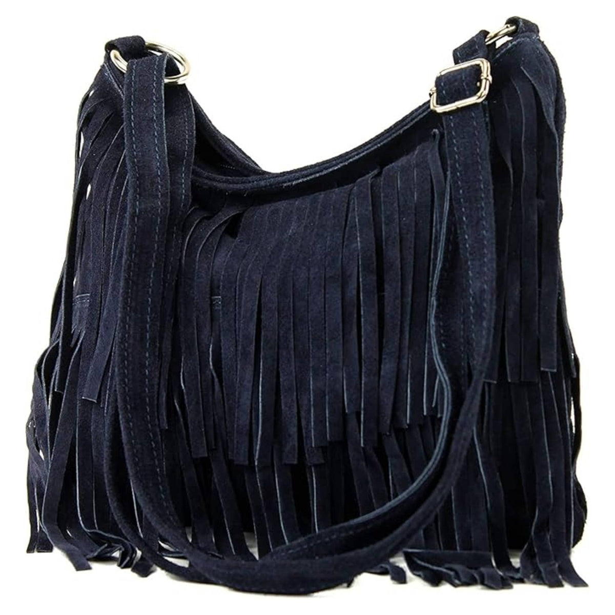 Italian Leather Tassle Crossbody Bag - Khaki