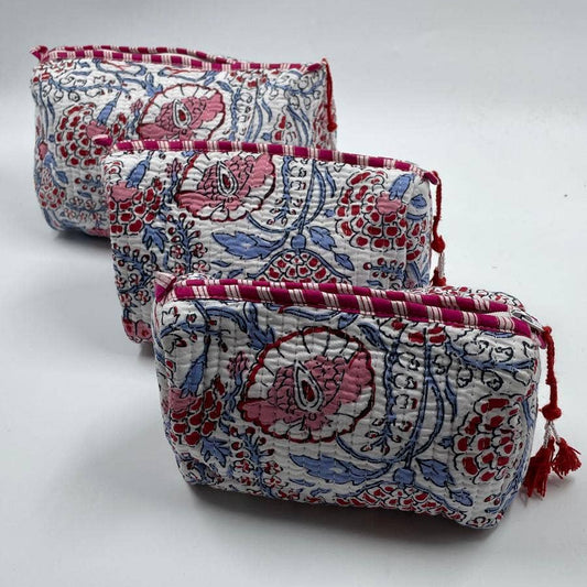 100% Cotton Quilted Washbag - 3 sizes available
