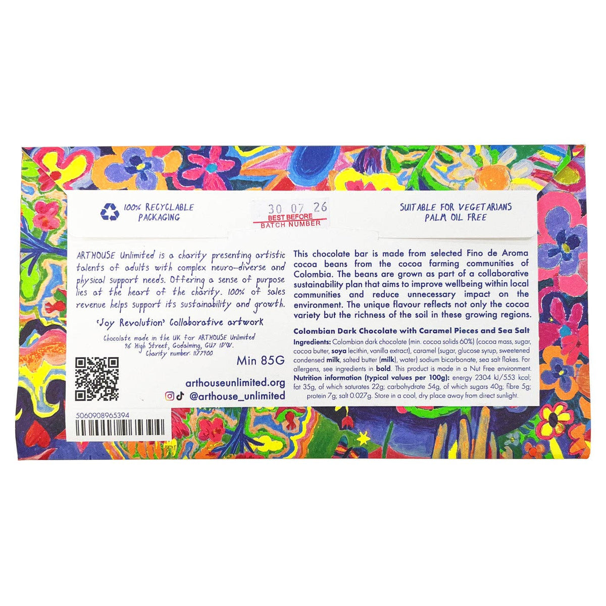 Joy Revolution - Dark Chocolate Bar with Caramel Pieces & Sea Salt