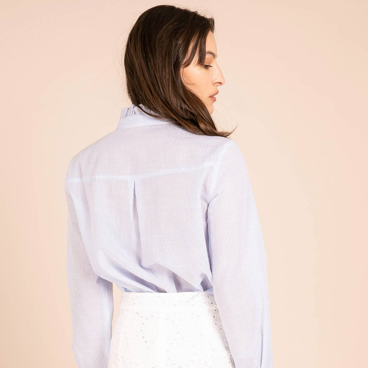 Elsie Striped Waffle Shirt - Blue