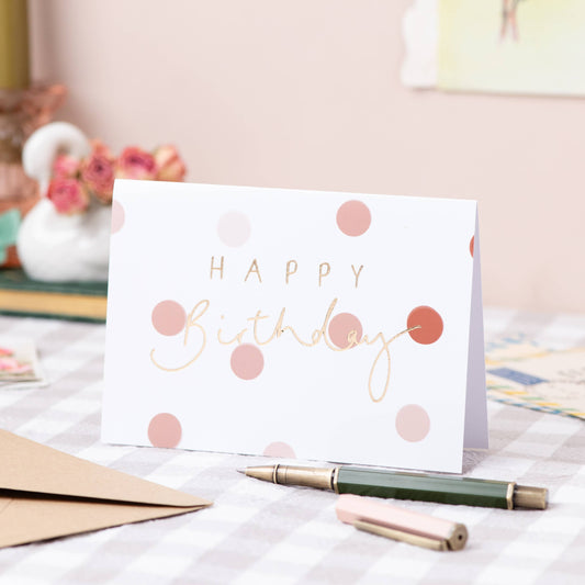 Happy Birthday Brown Dot Foil Birthday Card: Naked