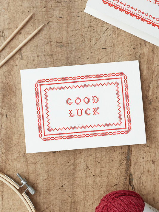 Good Luck Card | Cross Stitch Screen Print | Needlepoint: No (Naked)