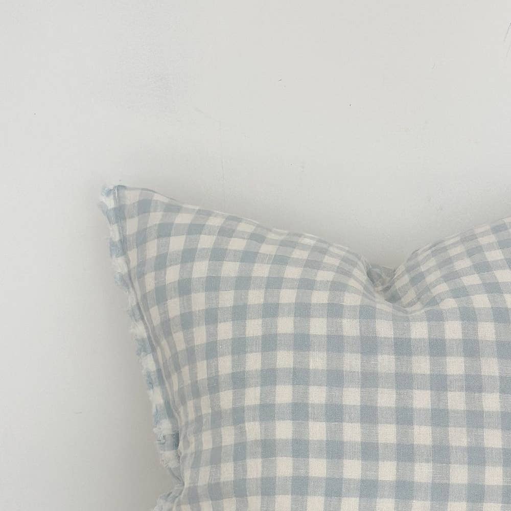 Blue Gingham Linen Cushion