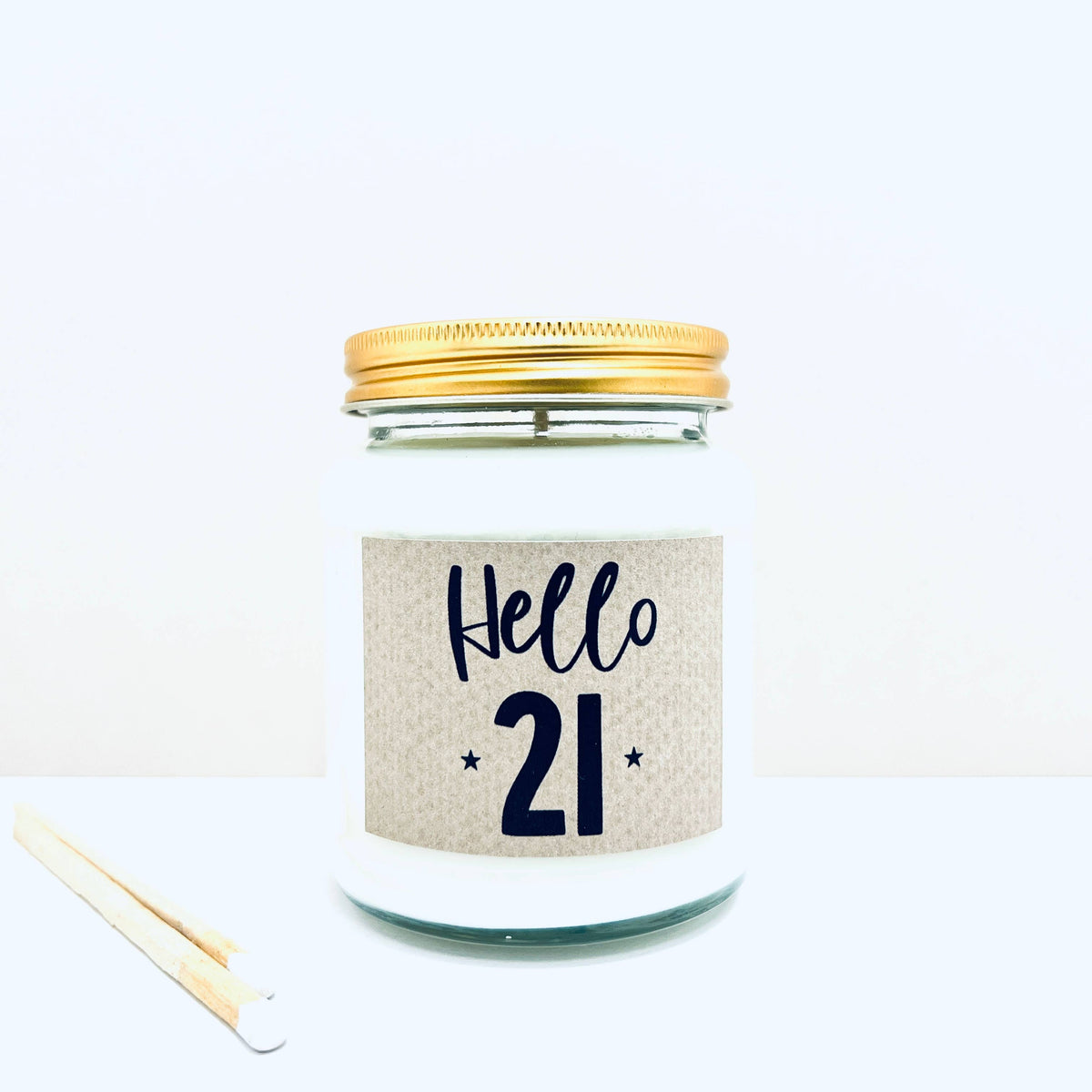 21 Birthday Age Candle - Linen and Driftwood