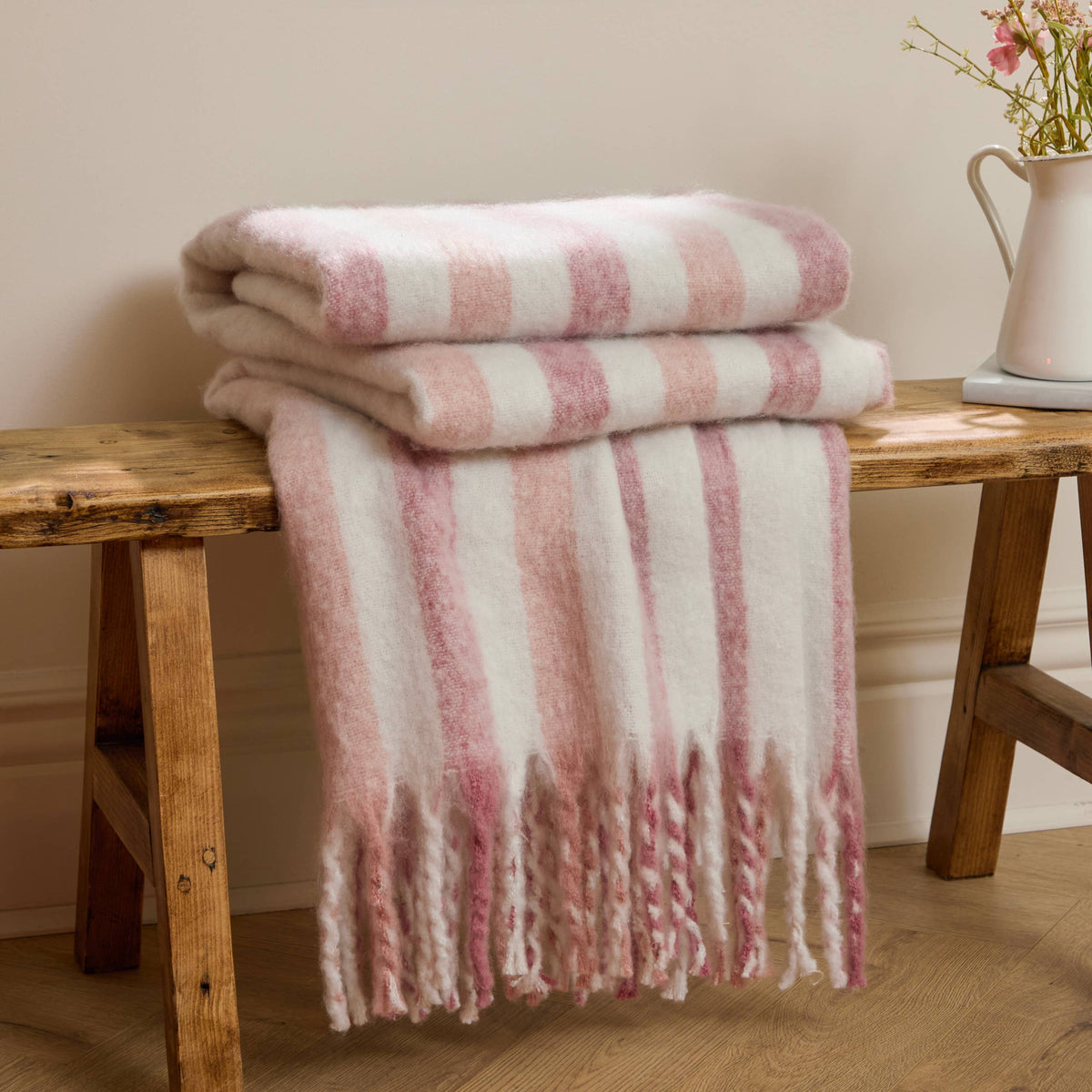 Woven Stripe Throw Pink Stripes