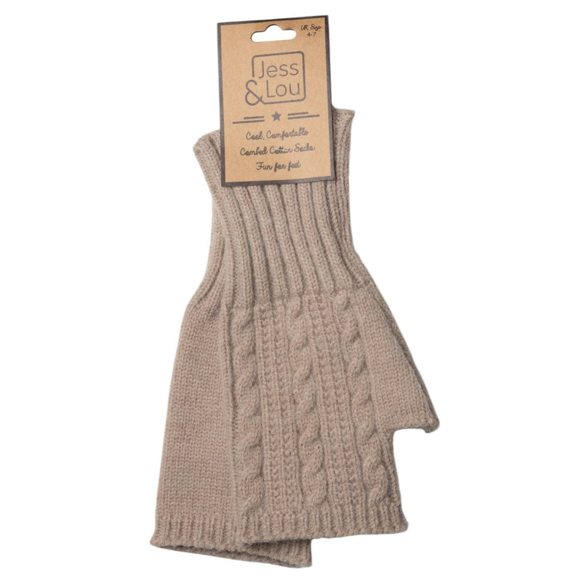 Oatmeal Cosy Cable Knit Fingerless Gloves
