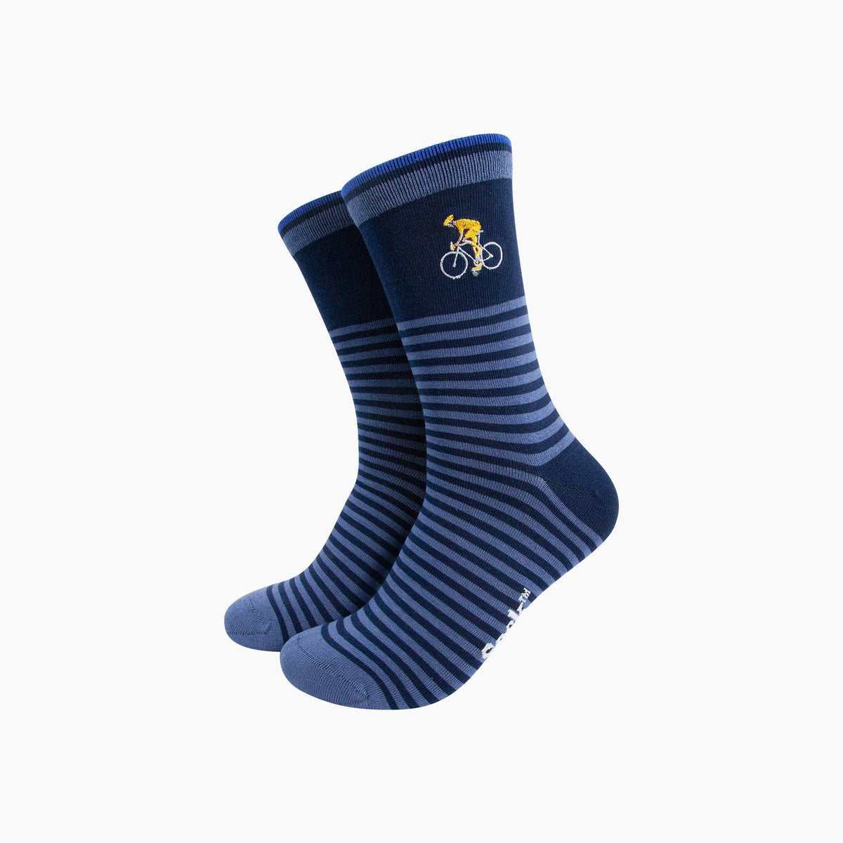 Embroidered Cyclist Striped Combed Cotton Socks