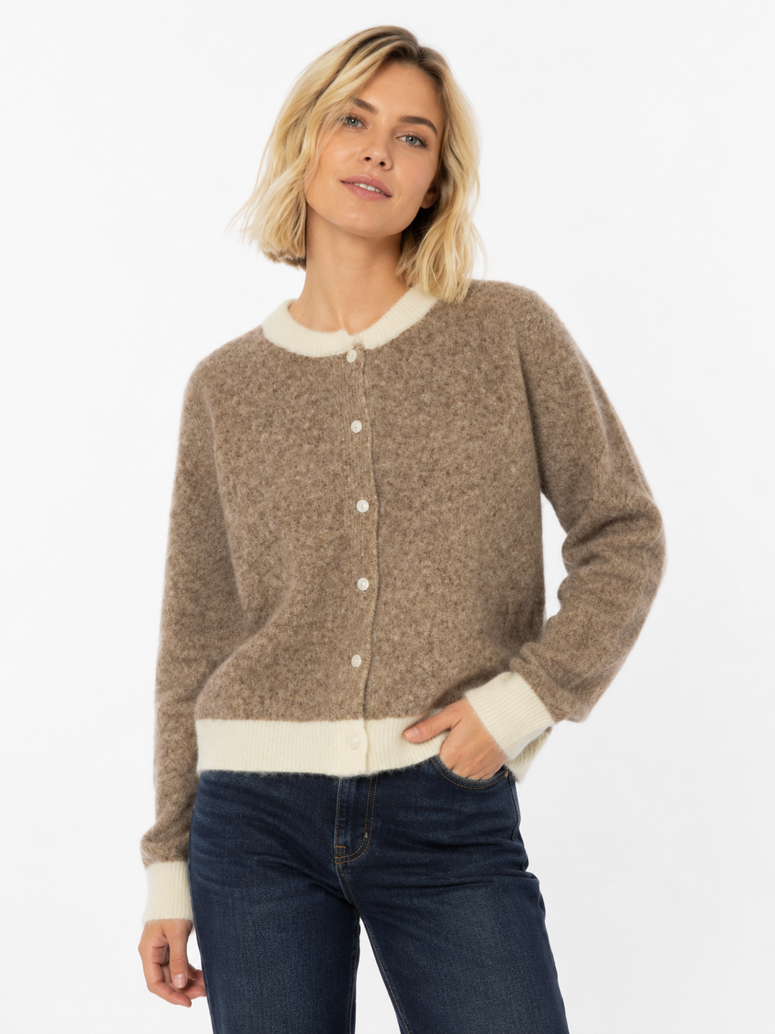 Two-tone Cardigan - Taupe