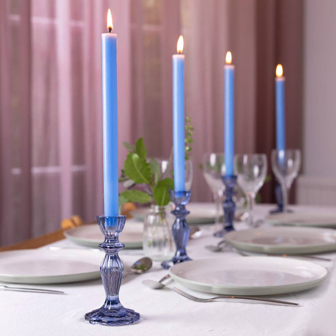 Blue Straight Dinner Candles