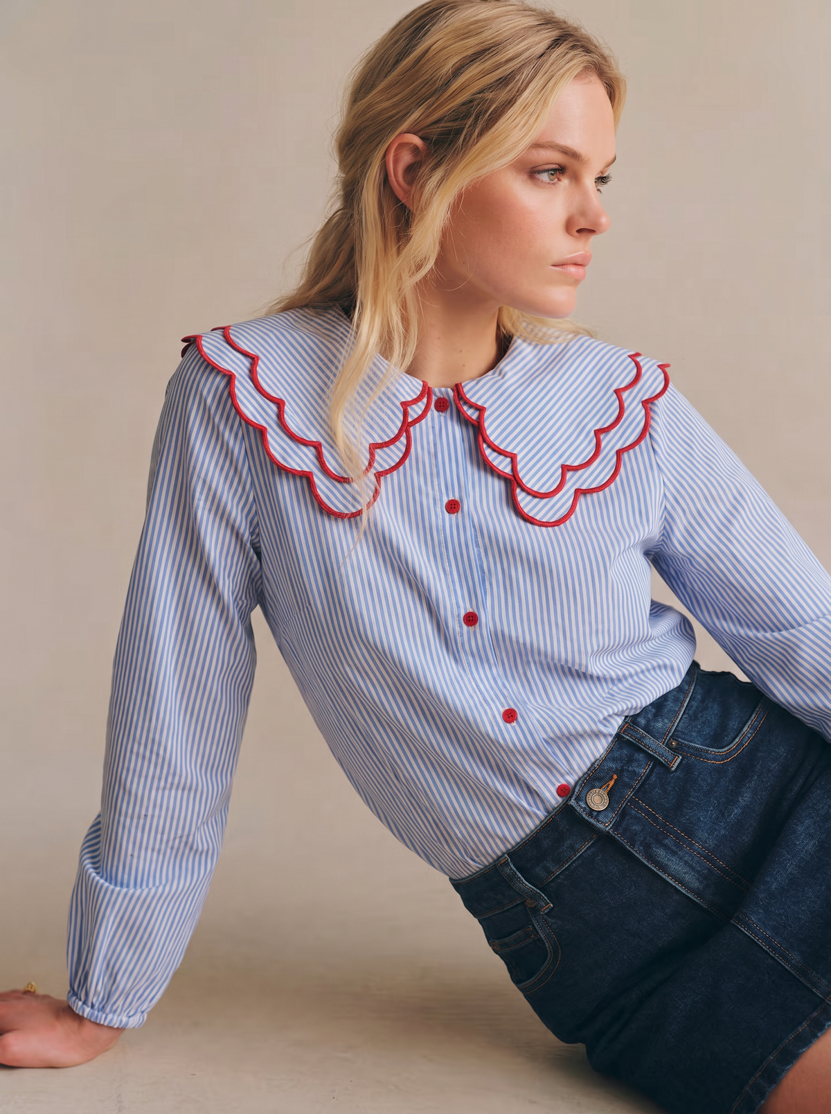 Alice Blouse - Blue Stripe