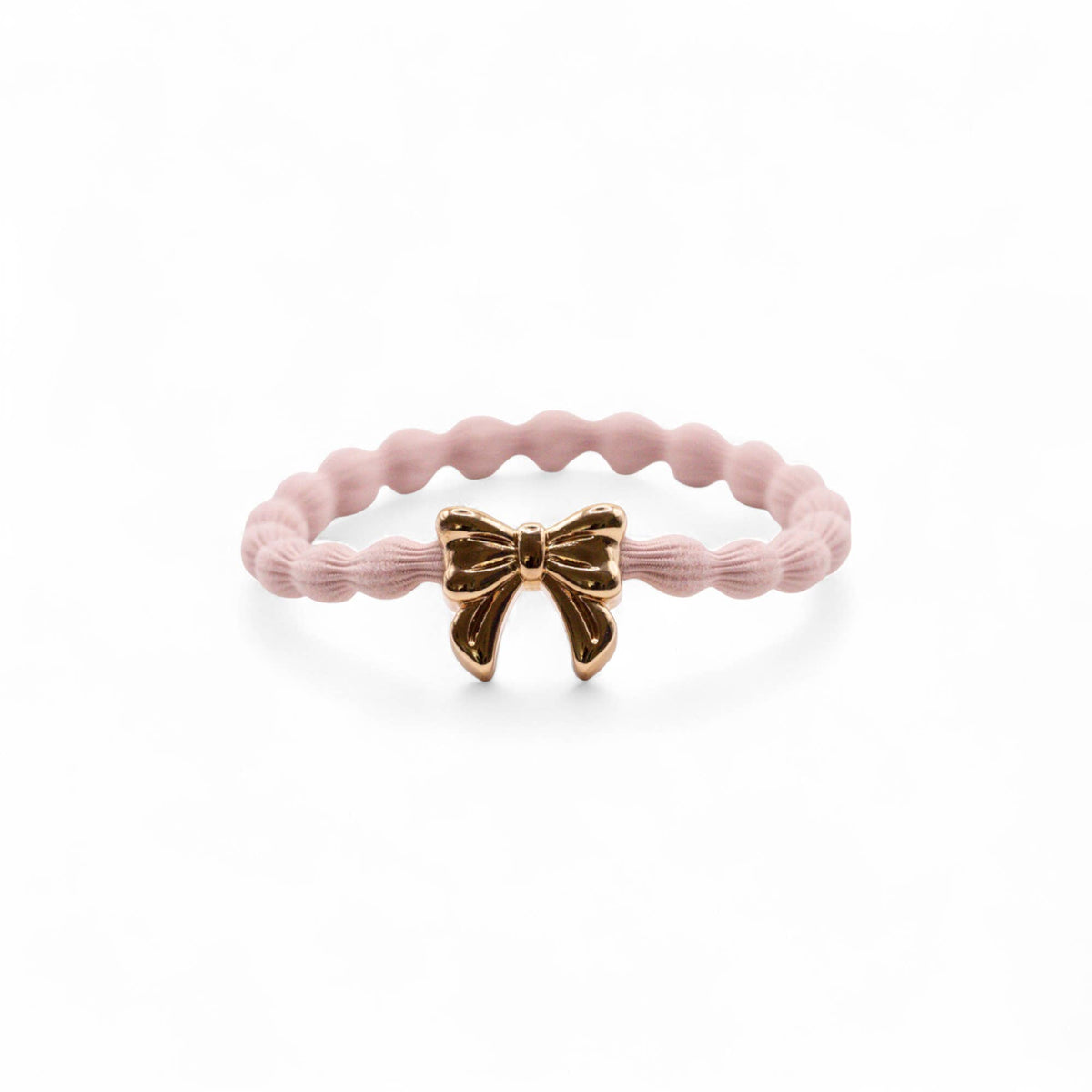 Wave Hair Tie with Gold Bow Charm (Various Colours): Hot Pink