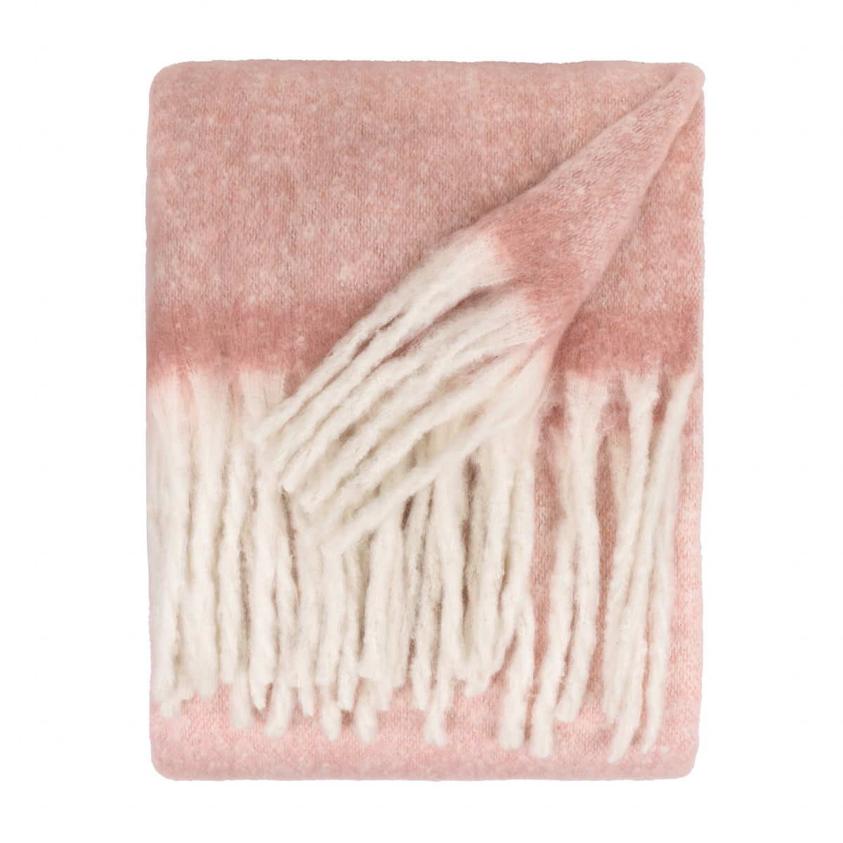 Cosy Woven Tasselled Throw Pink