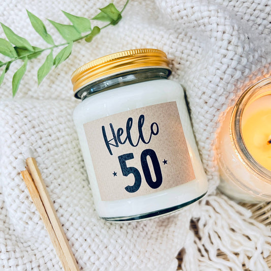 50 Birthday Age Candle - Linen and Driftwood