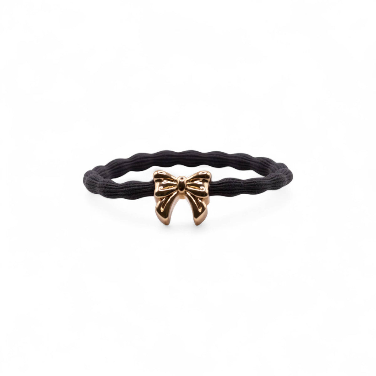 Wave Hair Tie with Gold Bow Charm (Various Colours): Hot Pink