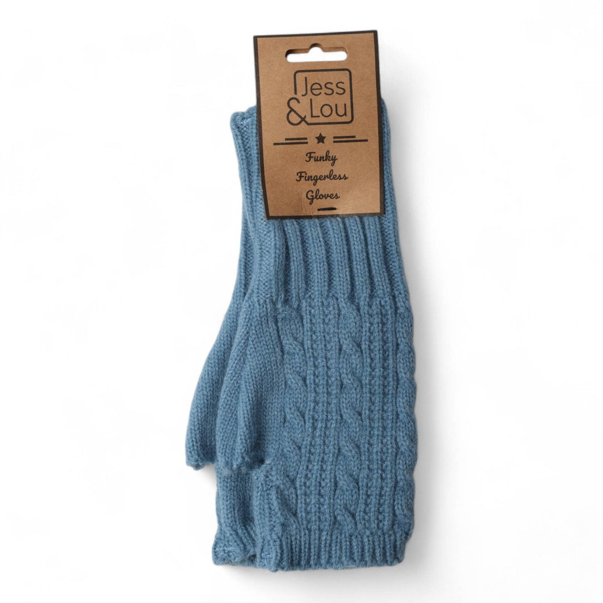 Cornflower Cosy Cable Knit Fingerless Gloves