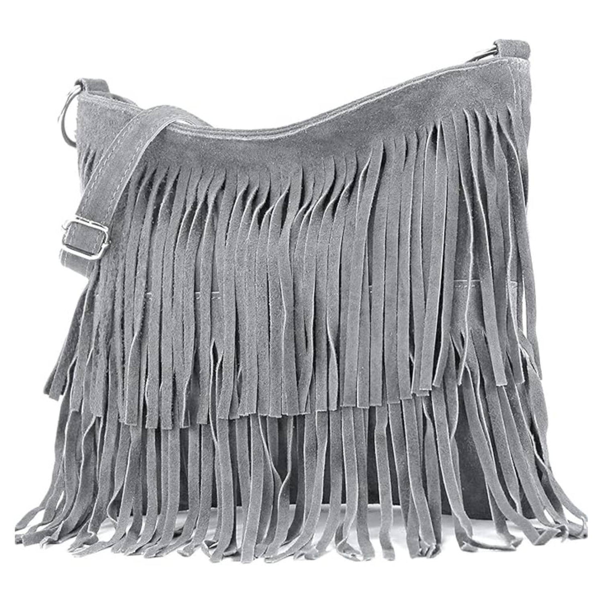 Italian Leather Tassle Crossbody Bag - Khaki