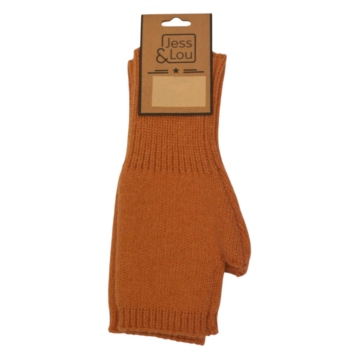 Terracotta Cosy Plain Knit Fingerless Gloves