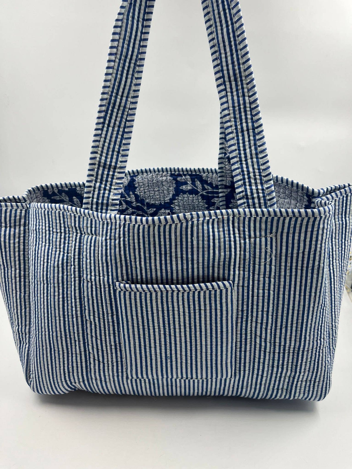 Cotton Kantha Quilted  Reversible Medium Tote Bag