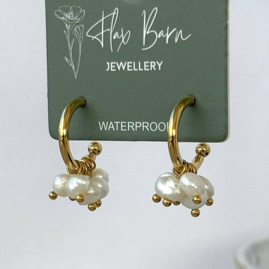 Pearl Cluster Hoop Studs